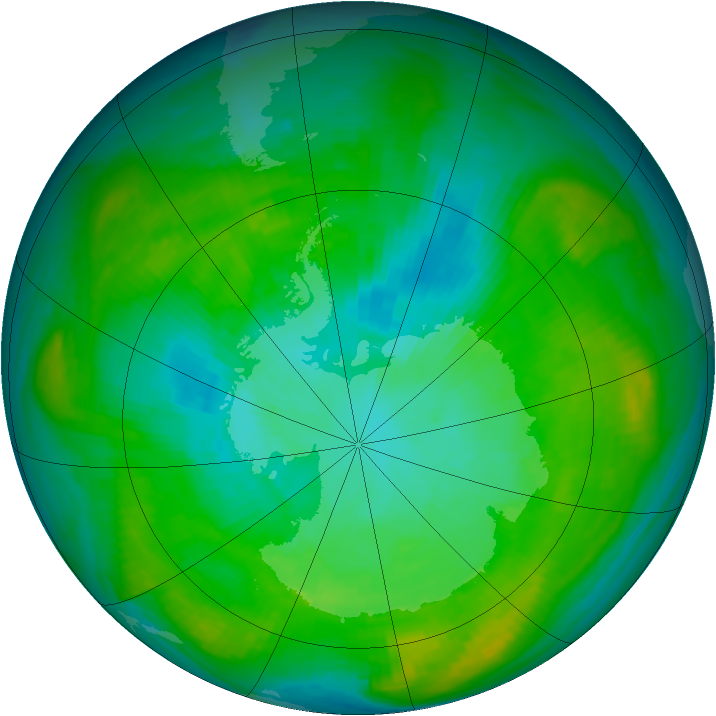 Antarctic ozone map for 18 January 1982